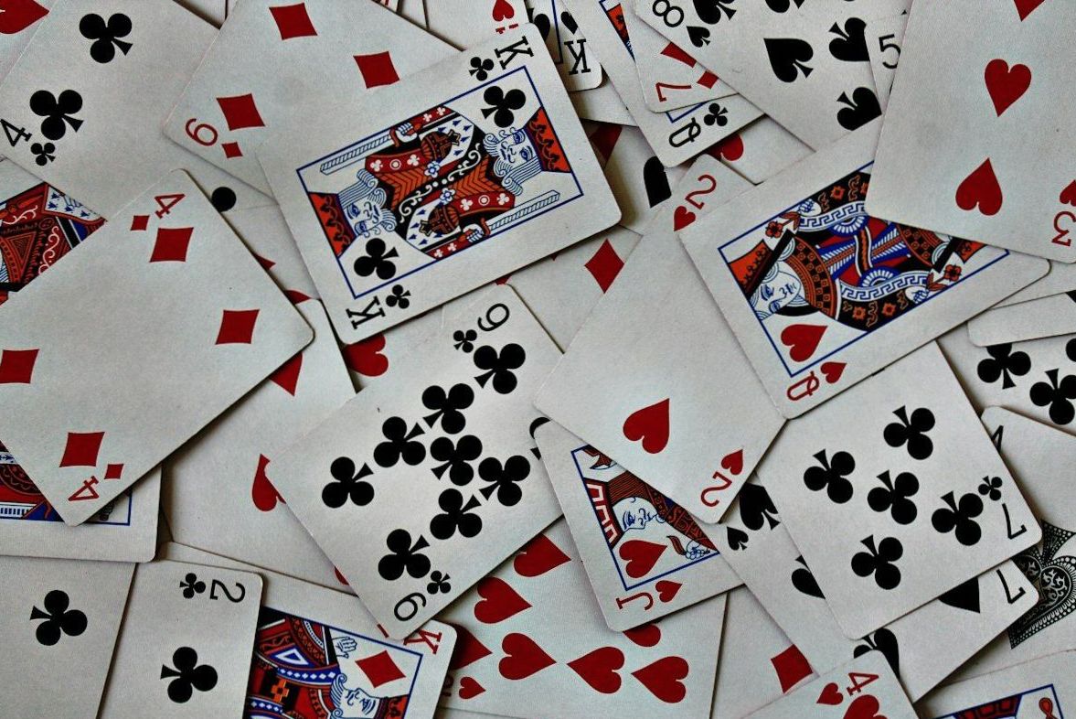Playing cards laid out ahead of a poker evening at the restaurant